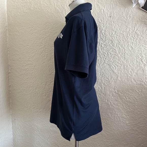 Miller Lite Beer Embroidered Work Wear Blue Polo Shirt Thrashed Medium - Picture 4 of 9